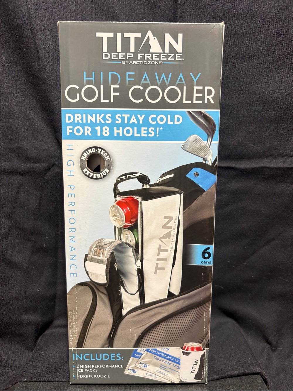 Titan Deep Freeze Hideaway 6 can Golf Cooler, Rhino-Tech Exterior.
